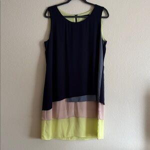 BCBGMaxAzria Navy and Yellow Dress
